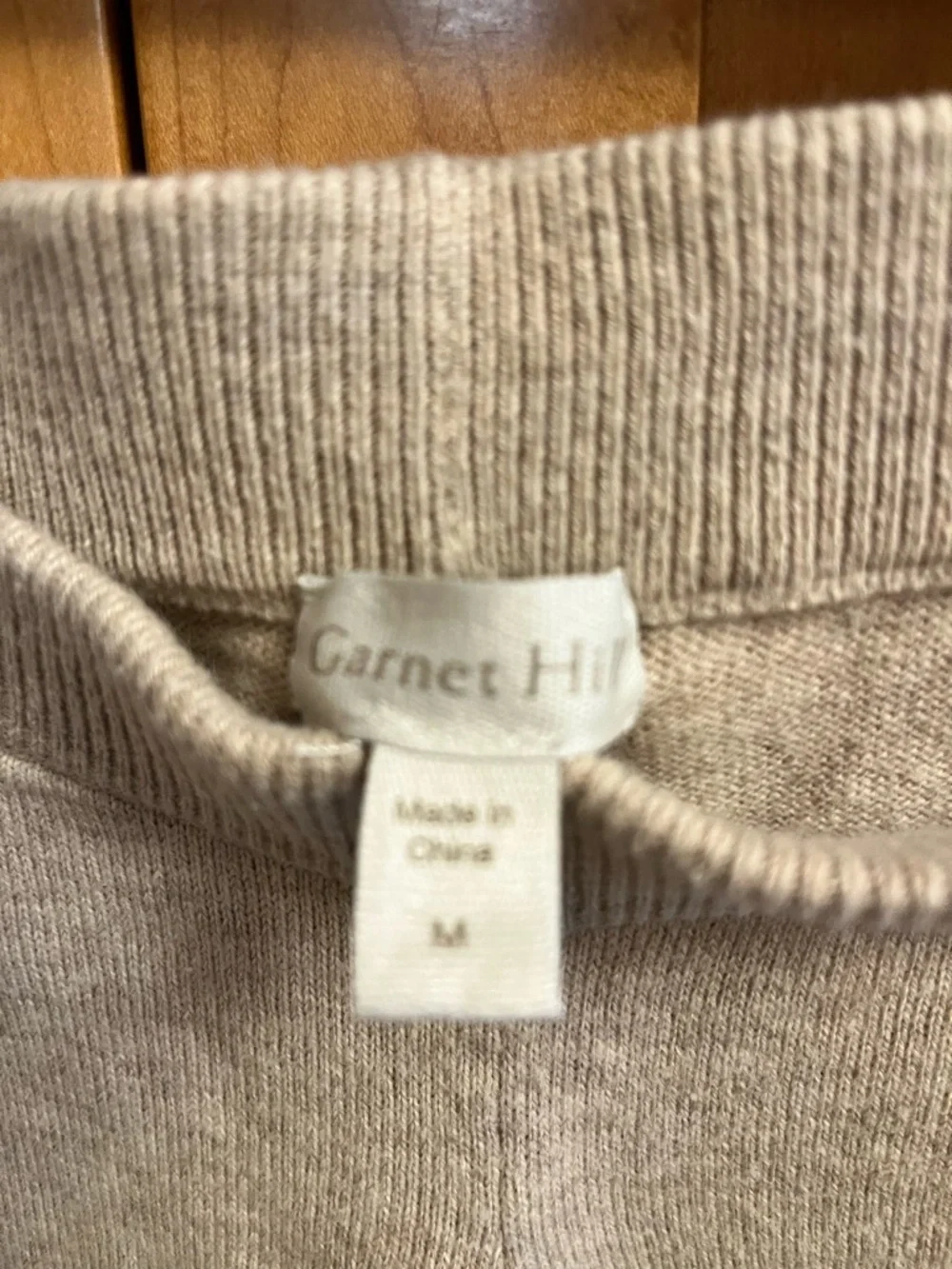 Women’s Garnet Hill Oatmeal/Beige Cozy Knit washable Cashmere Wide-Leg Pants